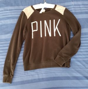 Black cheetah print crew neck PINK sweatshirt